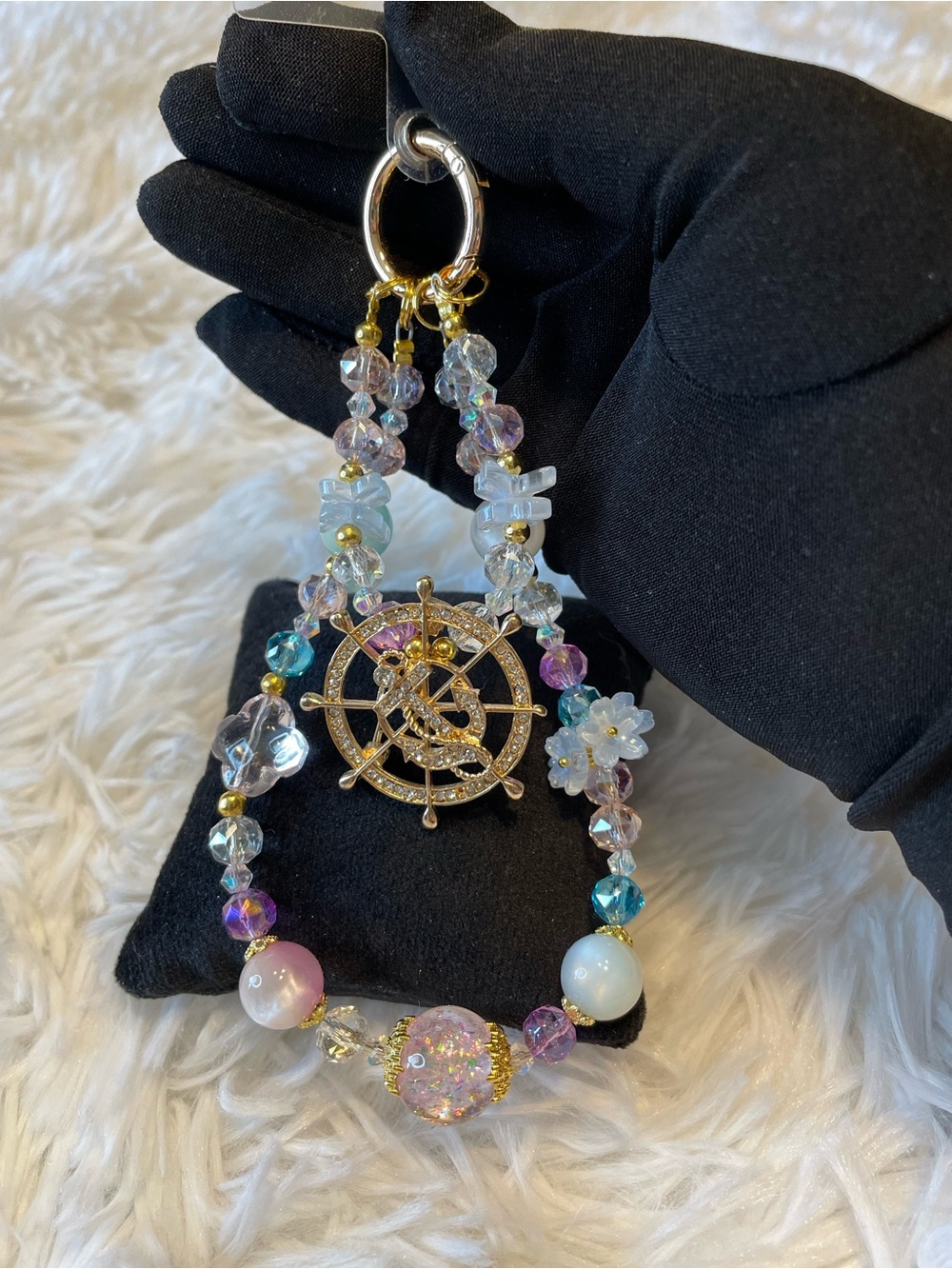 Iridescent Pastel Beaded Nautical Phone Charm